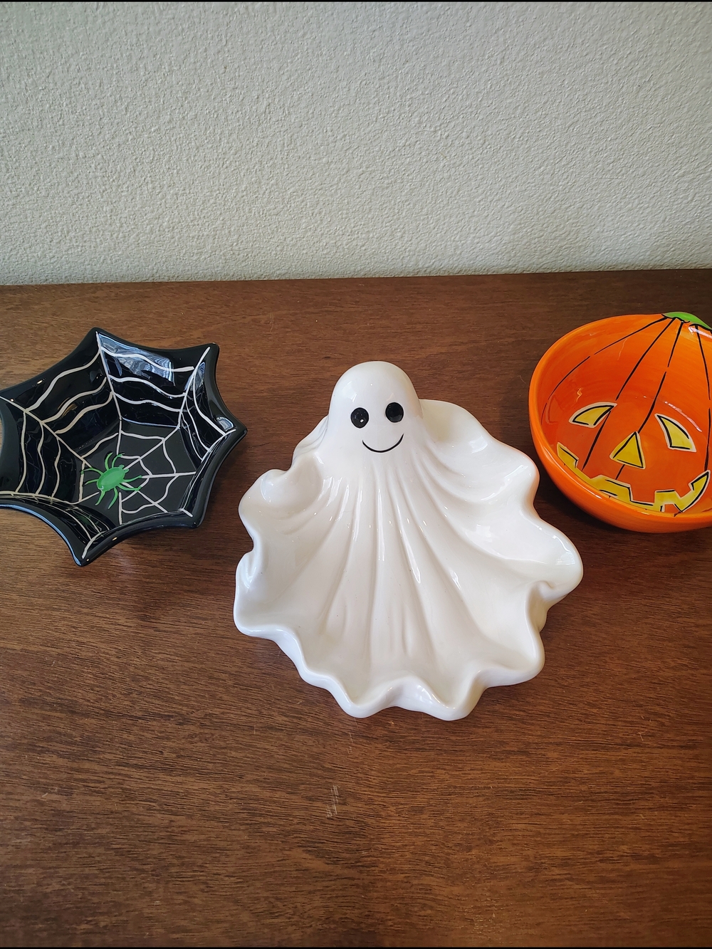3 Ceramic Halloween Candy Dishes